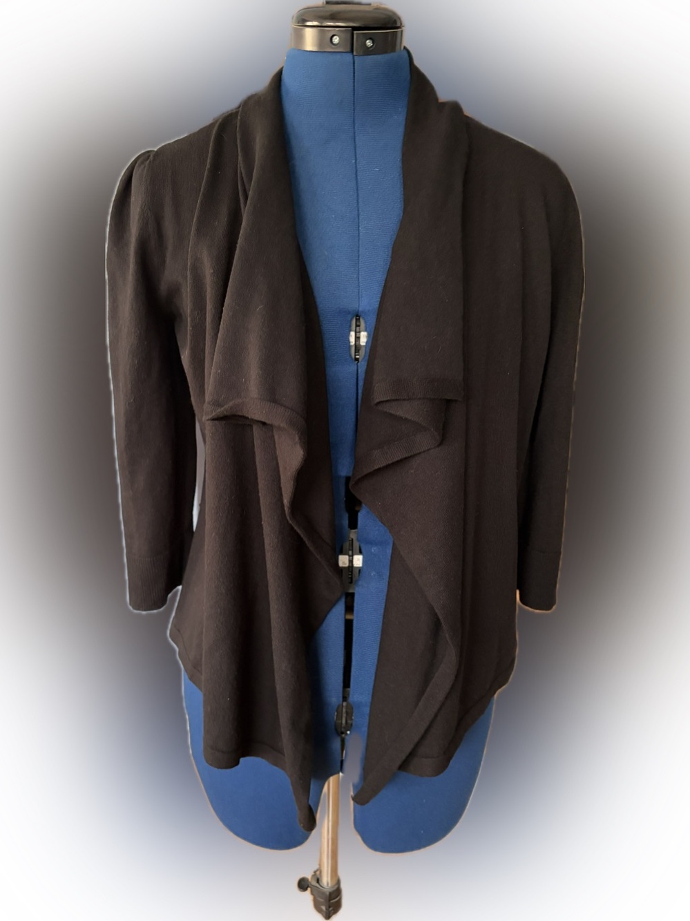 White House Black Market Black Draped Open-Front Cardigan